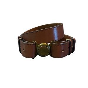 Banana Republic Brown textured Leather USA Belt | gold buckle | clasp buckle | n